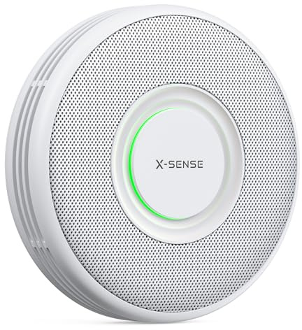 X-Sense Smoke Alarm with Voice Alerts and 17 Locations, 10-Year Non-replaceable Battery-Powered Fire Alarm with Large Button, No-Flashing Standby Mode Supported, XS0B-SN