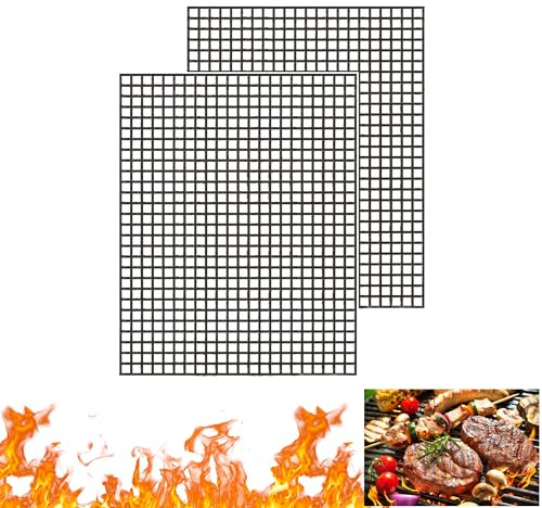 2 alfombrillas para barbacoa, 40 × 30 cm, antiadherentes, reutilizables, para barbacoa de gas, carbón vegetal, parrilla eléctrica, freidora de aire, horno