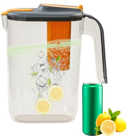 Fruit Infuser Water Bottle – 2600 ml Large Clear Pitcher With Heat-Resistant Infuser | Hot or Cold Water, Flavor-Infused Beverage, And Refreshing Iced Tea Maker For Home And Travel