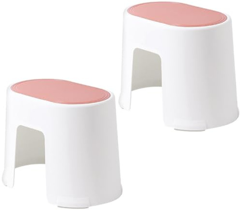 TOVINANNA Lot de 2 Marchepieds de Salle de Bain en Plastique Antidérapants Petit Format Blanc et Rouge Argile Repose-Pieds Ergonomique pour Toilettes Aide à la Position Accroupie