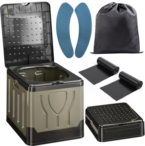 CYJJYZ Campingtoilette Faltbar, Mobile Toilette, Maximale Tragung 150KG, Trockentrenntoilette, Tragbare Toilette, mit Müllbeutel, Toilettensitzpolster, Transporttasche, für Draußen oder Drinnen
