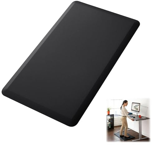 Anti Fatigue Mat, 1/2 Cushioned Kitchen Mat 44 x 71cm, Anti Fatigue Standing Mat, Non Slip Memory Foam Comfort Floor Mats, for Standing Desk, Office, Kitchen, Relieves Leg Fatigue and Back Pain