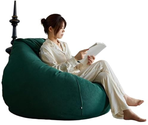 JHSDHYD Copertura Per Poltrona A Sacco Fodera for pouf morbida e spessa, senza imbottitura all'interno(Dark green,D80cm-2.6ft-cover)