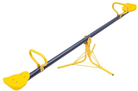 Haoxuesen Balançoire À Bascule en Acier pour Enfants 3+ Ans, Planche À Bascule Rotative 360° Base Trois Griffes, Aire Jeu pour Cour Maternelle, avec Poignées Antidérapantes Et Assises