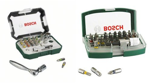 Bosch 26tlg. Schrauberbit- und Ratschen-Set (Extra harte Qualität, Zubehör Bohrschrauber und Schraubendreher) & 32-teiliges Schraubendreher-Bit-Set mit Farbcodierung, Einzelpackung