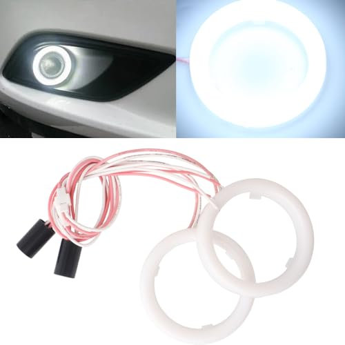 Qasim 1 par de LED Faros Angel Eyes 60MM Blanco 2835 36SMD con Cubierta Ojos de Ángel Motocicleta Coche Halo Anillos para DRL Faro Luz Antiniebla Diurna DC9-28V