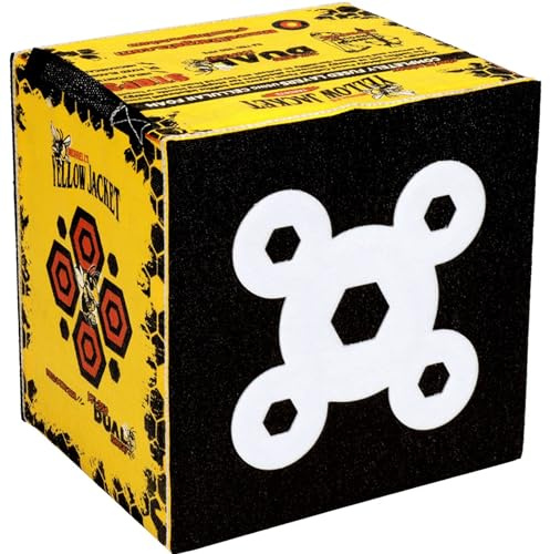 Morrell Yellow Jacket Dual Threat 350 FPS Foam Archery Target Block for Compound Bows and Crossbows, with 4 Sides and 32 Bullseyes, Yellow