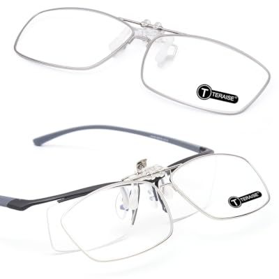 TERAISE Clip on Occhiali da lettura Flip Up Full frame in metallo Clip su occhiali da vista Lettori di moda per uomo e donna con Custodia occhiali