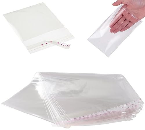 DIY-24H | 87 Größen frei wählbar | OPP Flachbeutel transparent selbstklebend Tüten Peel & Seal Folientüten aus durchsichtigem Kunststoff Zellophan-Hüllen (100 Stück, 12 x 15 cm)