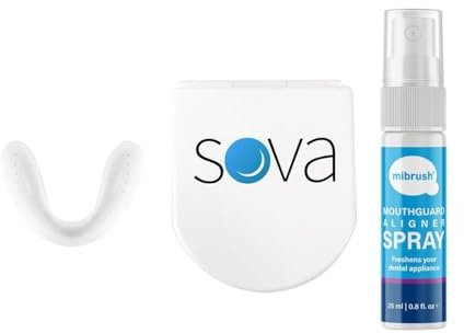 SOVA Bundle: Aufbissschiene gegen Zähneknirschen + MiBrush Spray zur Reinigung der Aufbissschiene - Selbstanpassende Aufbissschiene - Spray ohne Alkohol, Sulfate, Parabene und künstliche Farbstoffe