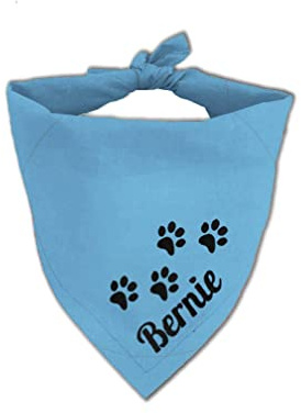 Personalisiertes Hunde Bandana - Verstellbares Dreiecks Halstuch Mit Gesticktem Wunschnamen - Baumwolle Kopftuch Dreieckstuch für Hunde (S, Blau)