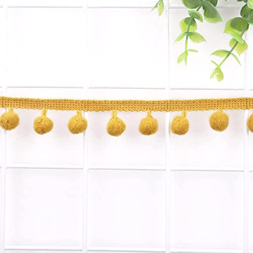 Duories Nastro decorativo con pompon, 12 mm, per fai da te, 4,6 m, con pompon, bordo decorativo, accessori per cucito, fai da te, abbigliamento, costumi, cucito, decorazione, giallo scuro