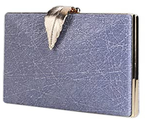 CORIOS Borsetta da Sera Donna Borsa a Mano con Fibbia a Foglia Chiusura Borsa a Spalla Clutch Piccolo con Catena Elegante Pochette Borsa a Tracolla per Cocktail Festa Ballo Cerimonia Blu