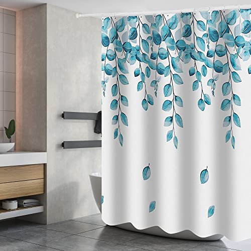 DAMAI Cortina de Ducha Poliéster Cortina de Baño Impermeable Cortina Bañera con 12 Ganchos para Ducha y Baño 180x200CM Verde