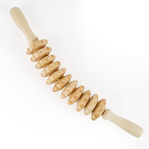 Whchiy Massageroller Holz Anti Cellulite Massage Massage Roller MassagegeräT Mit Griff Zum LöSen Tiefer Gewebe (Holzfarbe)