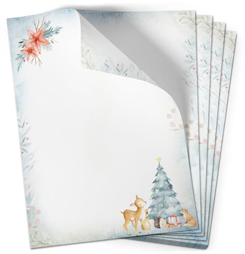 50 Blatt Briefpapier (A4) | Lovely Christmas | Weihnachten Weihnachtspapier | edles Design Papier | beidseitig bedruckt | Bastelpapier | 90 g/m²