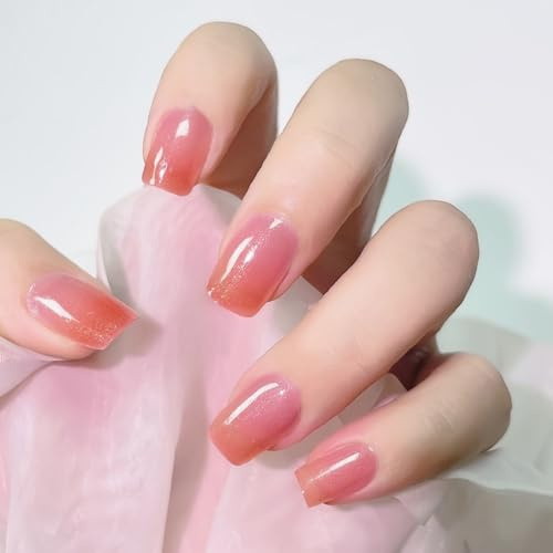 Ceboic UV Gel Nagelfolien, 20 Stück Nagellack Aufkleber, LED-Lampe Erforderlich, Selbstklebend Härtend, Wraps für Salonqualität Maniküre - Glitzer Rosa