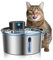 Cat Water Fountain for Drinking, 3.2L Wireless Cat Fountain, Stainless Steel Dog Water Fountain with Motion Sensor, Ultra Quiet (Silver, 3.2L)