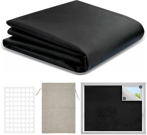NVGVUP Magnetic Blackout Blinds Stick On, Blackout Material, 200 × 150 cm Portable Black Out Blinds Curtains, No drilling 24 Magnets, Cuttable, for Shading Interior Windows & Skylights