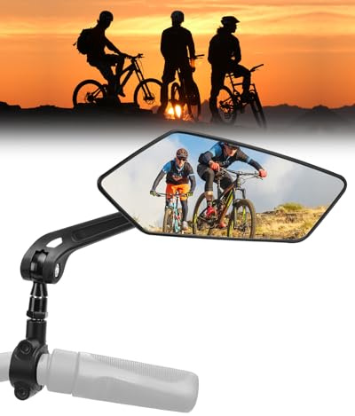 CEMOFE Bike Mirror Handlebar Bicycle Rear View Mirror Right Side Bicycle Mirror 360°Adjustable Fits for 22-24mm with Aluminum Base for Mountain Road Bike Scooter Rectangle 1pc