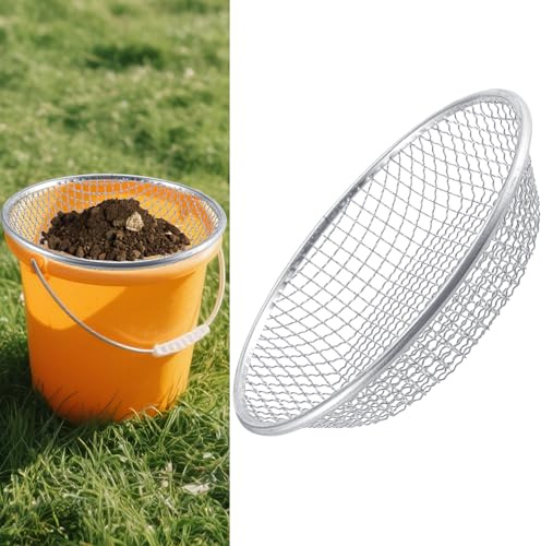 Sifter.Size 3/8 Mesh Soil Sifter Sieve - Heavy Duty Galvanized Screen for Compost, Dirt, Rocks, Gravel & Garden - Fits 5 Gallon Bucket, Rust-Resistant - Composting & Sifting Tool