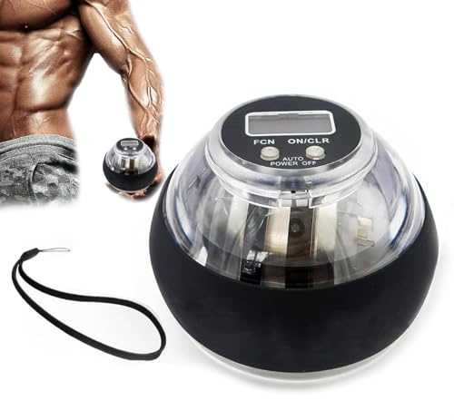 Curaball Hand Exerciser – Handgelenkstrainer-Ball, automatisch startender Handgelenktrainer, gyroskopischer Unterarmtrainer mit LED-Leuchten zur Stärkung von Armen, Fingern und Muskeln