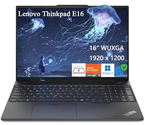 Lenovo ThinkPad E16 16 WUXGA Business Laptop, AMD Ryzen 5 7530U (Beat i7-1165G7), fino a 4,5 GHz, 16 GB RAM, SSD PCIe 512 GB, impronte digitali, HDMI, RJ-45, Wi-Fi 6, Windows 11 Pro, nero, con kit