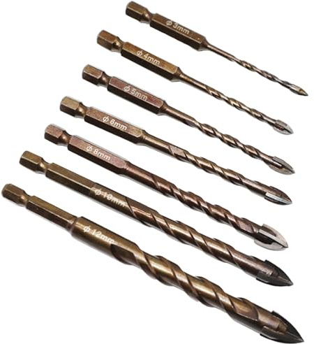 Juego de Brocas para Mampostería | Brocas para Hormigón,7 Piezas Punta Resistente para Granito, Mármol, Porcelana, Cerámica, Vidrio