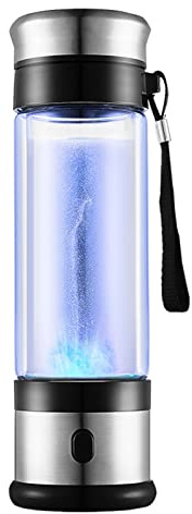 Bouteille d'eau Riche hydrogène avec Corde Générateur d'eau à hydrogène Portable Ioniseur Technologie PEM et SPE Rend teneur hydrogène jusqu'à 900-1200 PPB Bouteille d'eau Verre Sport 350 ML
