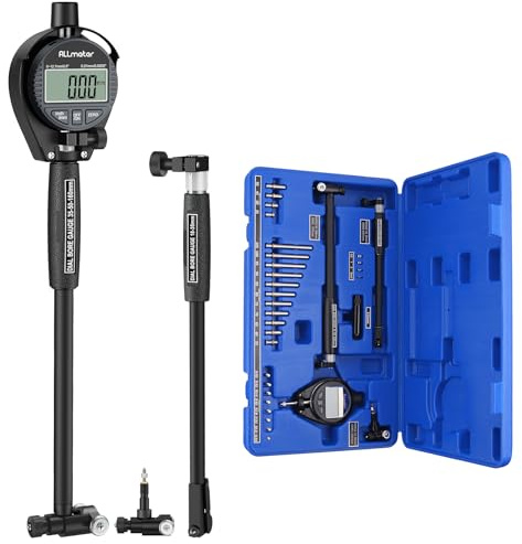 Digital Bore Gauge, 18-160mm, 0.01mm Resolution, 150mm Depth, 23 Anvils | ±0.02mm Accuracy, Self-Centering 2-Point Design, mm/inch LCD, for Cylinder Wear, Taper, Ovality & Engine Rebuilding