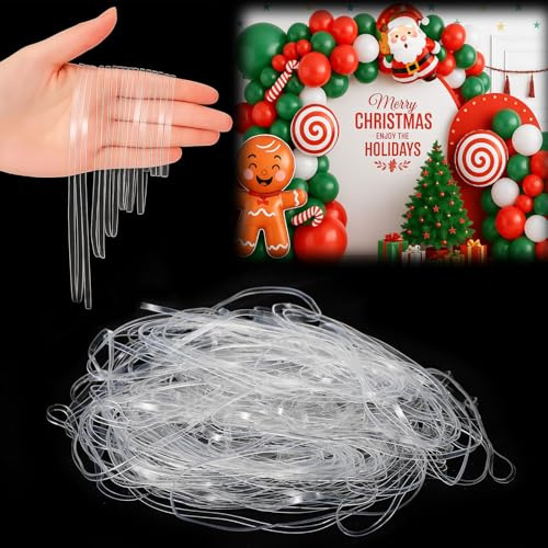 Eaasty 300 Pcs Clear Rubber Bands for Balloon Arch Elastic Tying Bands for Arch Frame Garland Wall Transparent Balloon Connectors Festival Holiday Crafts Decor(2.2, 3.3, 4.1, 4.9, 5.9, 6.7)