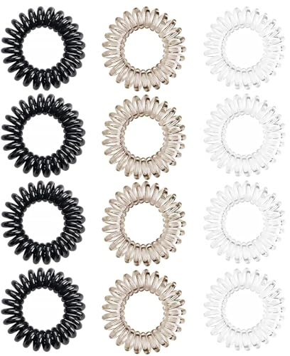Tharvolex 12 Pcs Spiral Hair Ties, Durable Plastic Coil Bands, Ponytail Holder for Women Girls, MultiColor Hair Accessories