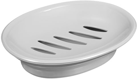 QUARKZMAN Portajabones, 1 pcs 15.5x11cm Plato para Jabón De Plástico con Drenaje, Soporte De Jabón Extraíble De Doble Compartimento para Baño, Ducha, Cocina (Gris)