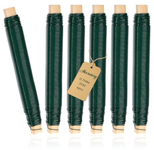 Staranry Fil de Fer pour FleursFil, Lot de 6 – 0,70 mm x 35 m Fil de fer Galvanisé Fin, Fil de Jardinage pour Fixer Plantes, Fleurs, Bricolage et Jardinage,Vert
