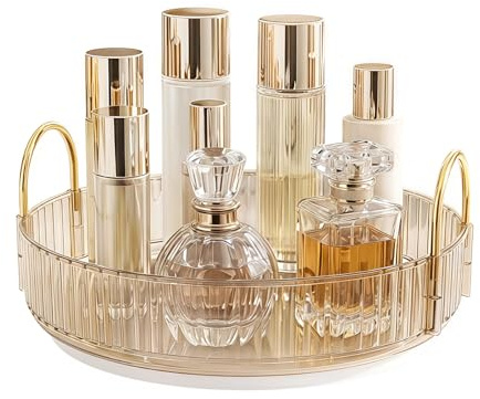 Make Up Organizer 360° Drehbar, Kosmetik Organizer Schminktisch, Multifunktional Platzsparende Kosmetik Aufbewahrung, für Badezimmer Beauty Organizer Tisch, Schminktisch, Partytisch, Esstisch Amber