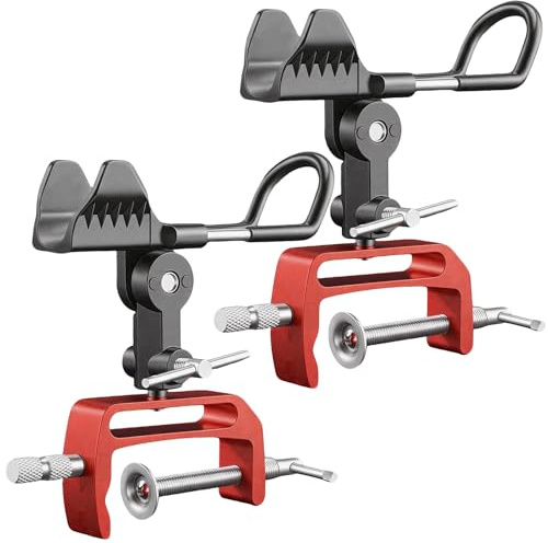 BONJUME Support De Canne à Pêche, 2PCS Canne à Pêche Pour Bateaux Support En Aluminium De Canne à Pêche Réglable à 360° Avec Pince élargie Universel Pour Bateaux De Pêche Rambardes Yachts Et Quais