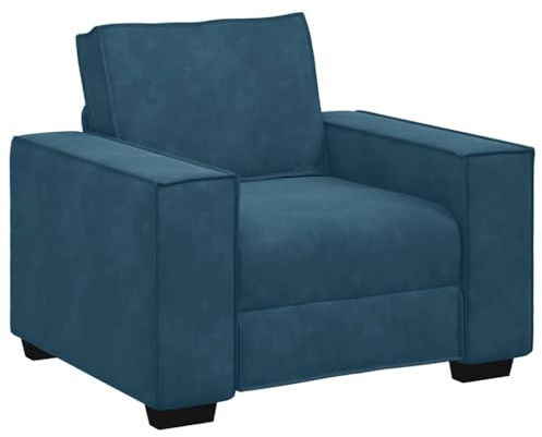 QJBSAVVA Poltrona singola imbottita in velluto blu, 100 x 78 x 84 cm, con braccioli larghi, comoda poltrona per TV, per soggiorno, camera da letto e ufficio