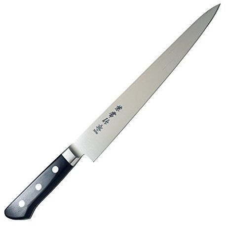 DELLINGER ASIAN SUJIHIKI - Cuchillo de chef y acero inoxidable AUS-10 y mango occidental con tres remaches y hoja de 240 mm
