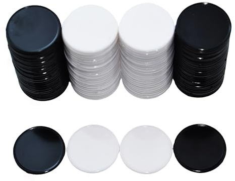 SmartDealsPro 100 Stück 25 mm/2,5 cm blickdichtem Kunststoff lernen Zählen Marken Poker Chips mit Aufbewahrungsbox, 2 colors--Black&White