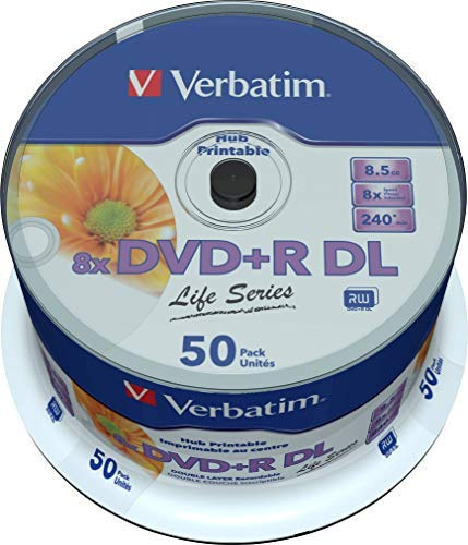 Verbatim R Inkjet Hub Printable DVD + R DL Spindel, WeiÃ, 50ÂStück