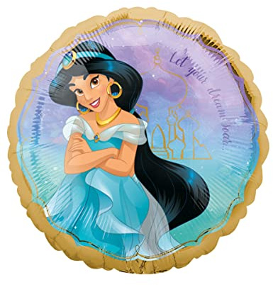 amscan Ballon Foil Standard Rond Jasmine Once Upon A Time S60 avec pack