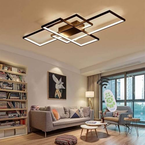 Jsz Deckenleuchte Wohnzimmer 140CM Moderne Deckenlampe LED Wohnzimmerlampe | Stufenlos dimmbar,flimmerfrei,hohe Lichtdurchlässigkeit,korrosionsbeständig,elegantes Design,mit Fernbedienung