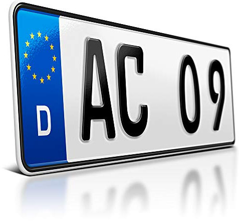 schildEVO 1 Kfz Kennzeichen | 380 x 110 mm | DIN-Zertifiziert – individuelles EU Wunschkennzeichen | PKW Nummernschild | kurzes Autokennzeichen | Auto-Schild | Fahrradträger & Anhänger | DHL-Versand