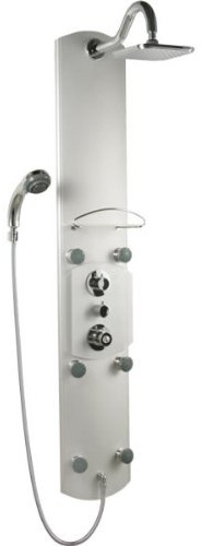 Milano Baya Exposed Thermostatic Shower Tower Panel Rainfall Head Handset Body Jets - Chrome