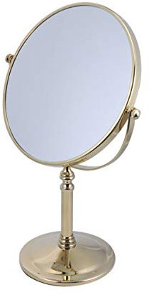 Lurrose Vintage golden Desktop Schminkspiegel 5X Vergrößerungs Schminkspiegel doppelseitig Kosmetikspiegel mit 360-Grad-Drehung für zu Hause (8 Zoll)