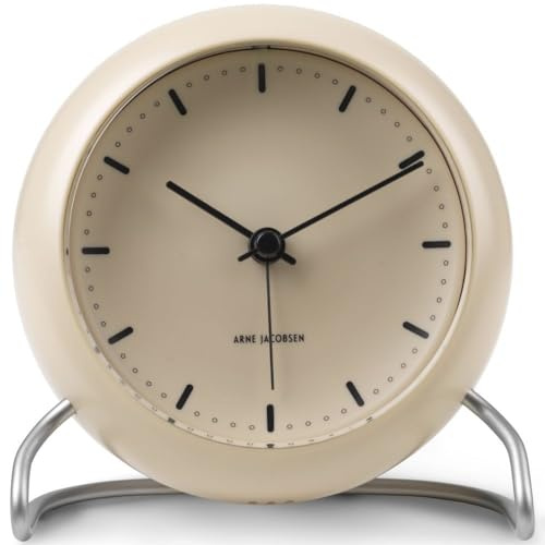 Arne Jacobsen Tischuhr, Kunststoff, beige, 11 cm 43693