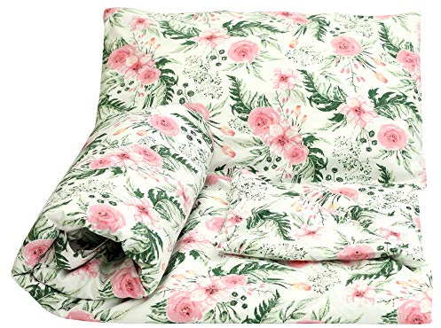 OLO Olobaby Reversible Cot Duvet/Quilt Cover and Pillowcase Set 2 pcs 100% COTTON (Roses, 150 x 120 cm)