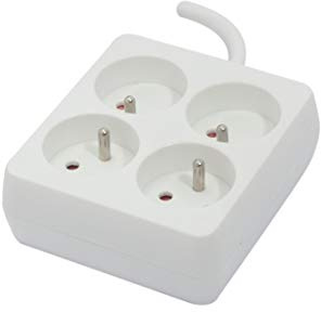 CHACON Bloc 4 x 16 A carré avec cordon 1,5 m - Blanc