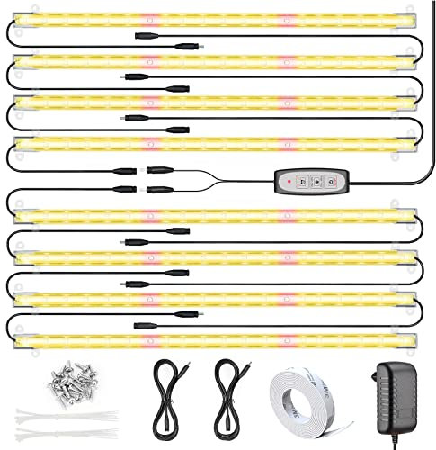 Relassy Grow Lights for Indoor Plants, Grow Light Auto On/Off, LED Grow Lights Full Spectrum with Timer 12/6/3H, Dimmable Plant Grow Light Strips for Grow Shelves, Greenhouse Seedlings (8/Pack)