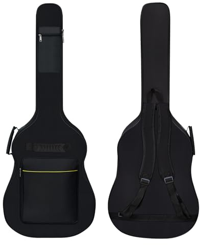 diboer 99-104 cm gitarrfodral, dubbel justerbar axelrem för akustisk gitarr, svart, modern, Svart, modern